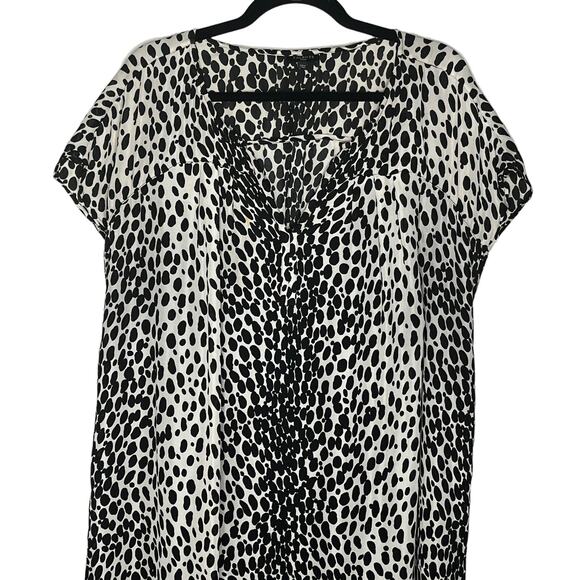 Talbots Woman Midi Dress 22 Shift Chiffon Leopard Print VNeck Slip Lining Brown - Picture 3 of 8